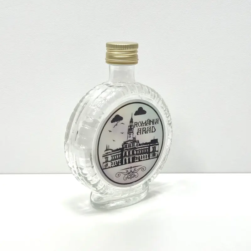 Arad romania, sticla rotunda plosca 100 ml, cu mesaj, model divgs320 03